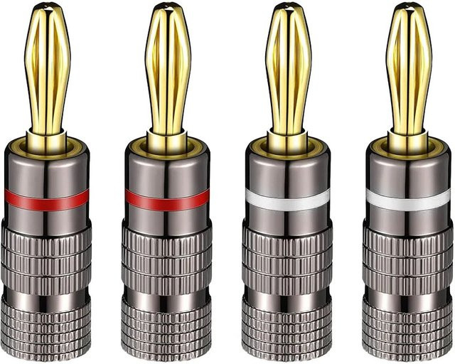 FRHY 4 Stück vergoldete Kupfer-Bananenstecker 4 mm, lötfreie Audio-Anschlüsse in Gold, 15 A - Bild 1
