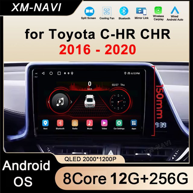 KJ-NAVI Android 16 Multimedia Autoradio für Toyota C-HR 2016-2020 mit Wireless CarPlay, GPS und Bluetooth in Schwarz - Bild 1