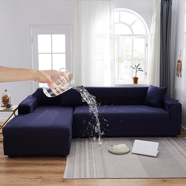 BRHUIXUE 2er-Set elastische Sofabezüge für 1-Sitzer, wasserabweisend und rutschfest, blau, Breite: 90-140 cm - Bild 1
