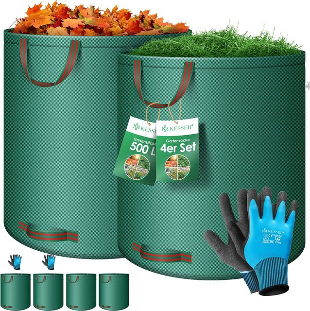KESSER Gartensack Set in Grün mit Handschuhen, selbststehend und faltbar für Gartenabfälle und Rasenschnitt - Bild 1