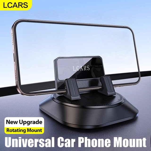 LCARS Universal 360-Grad-Drehung Auto Telefonhalterung für das Armaturenbrett mit rutschfestem Klebepad in Schwarz - Bild 1