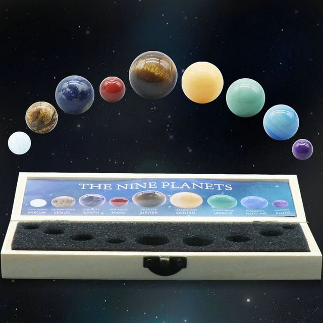 SMI Fine 9-Planeten-Sonnensystem Kristallkugel-Set mit Edelsteinen in Multicolor - Bild 1