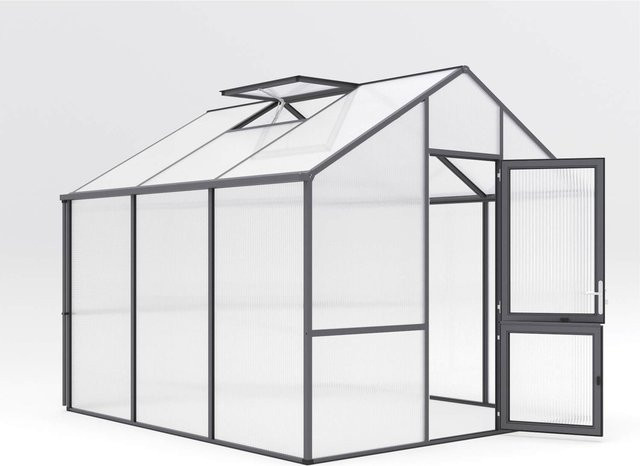 KGT Gewächshaus Dahlie III in Anthrazit-Grau mit 9,6 m² Fläche und 16 mm HKP - Bild 1
