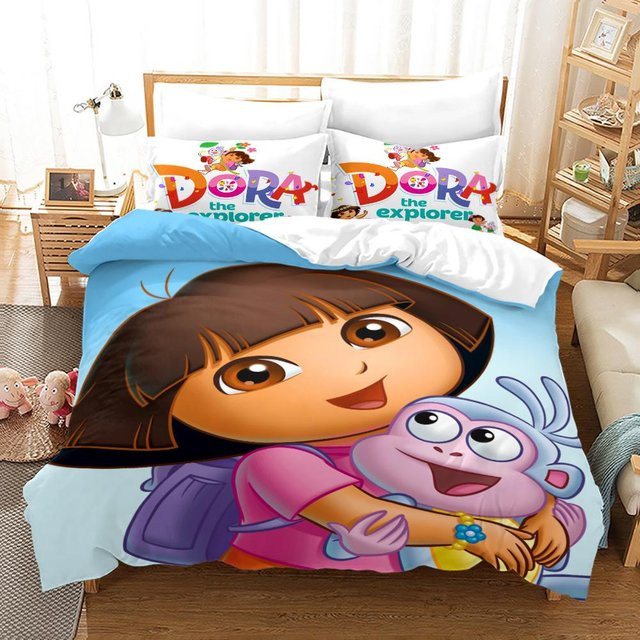 Dora Anime Kamado Nezo Bettwäsche Set für Kinder aus Mikrofaser in Blau, B/H: 135 x 200 cm - Bild 1