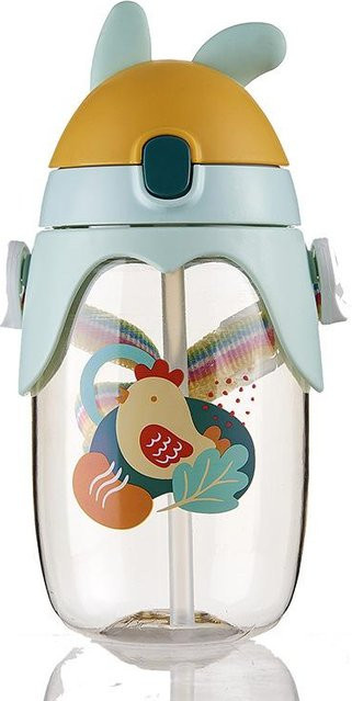Binchi Keji Travel Strohhalmbecher mit Hasenohren für Kinder, grün, 460 ml - Bild 1