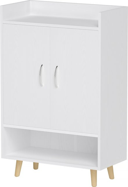 HOMCOM Schuhschrank in Weiß, moderne Schuhkommode mit Türen und Regalen für 12 Paare, B/T/H: 60 x 30 x 92 cm - Bild 1