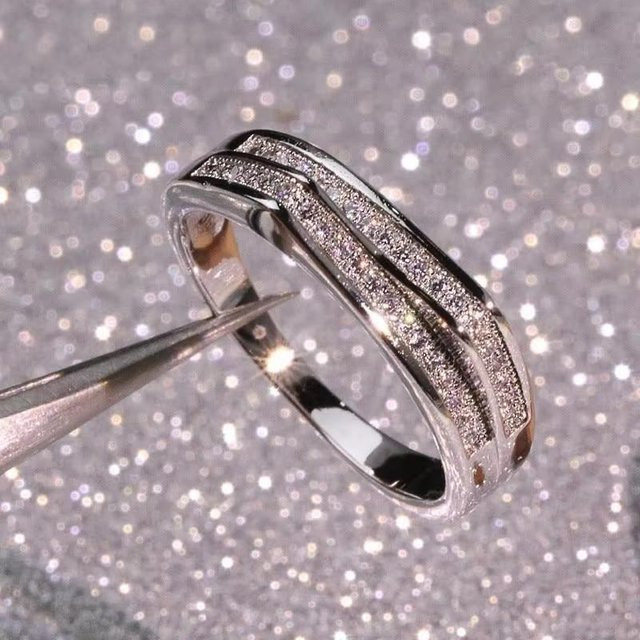 Huitan Ringe, Silber, Schwarz, Zirkonia, Damen - Bild 1