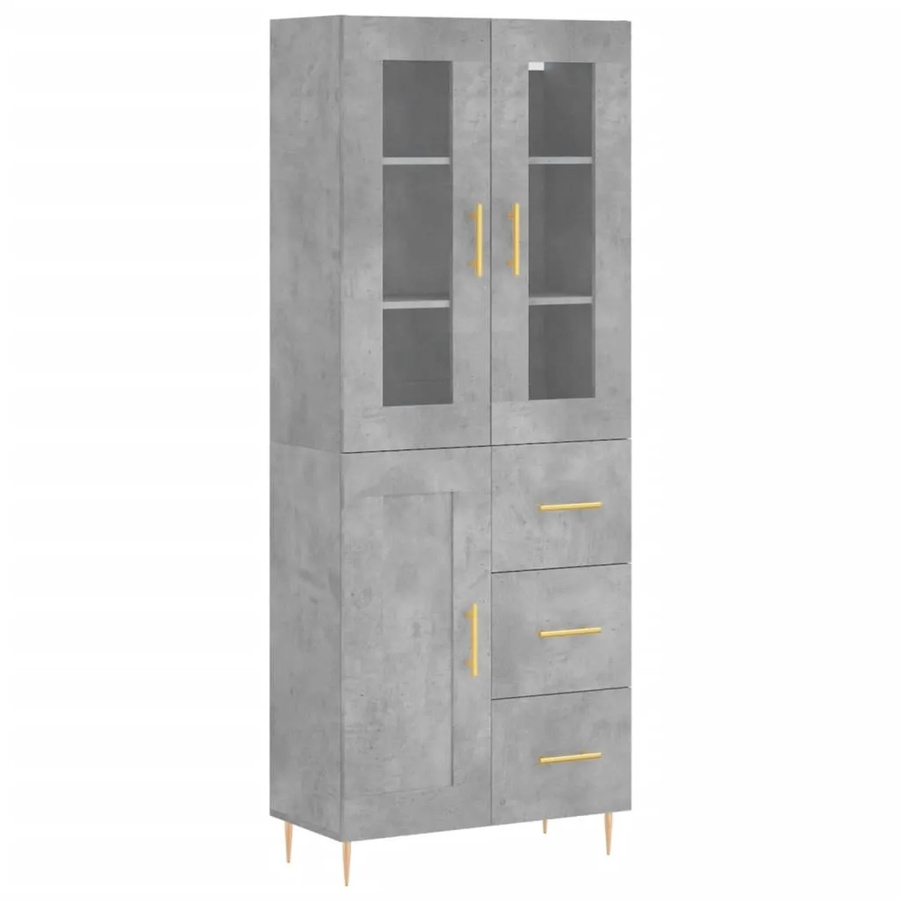 vidaXL Highboard in Betongrau mit Glastüren, B/T/H: 69,5 x 34 x 180 cm - Bild 2