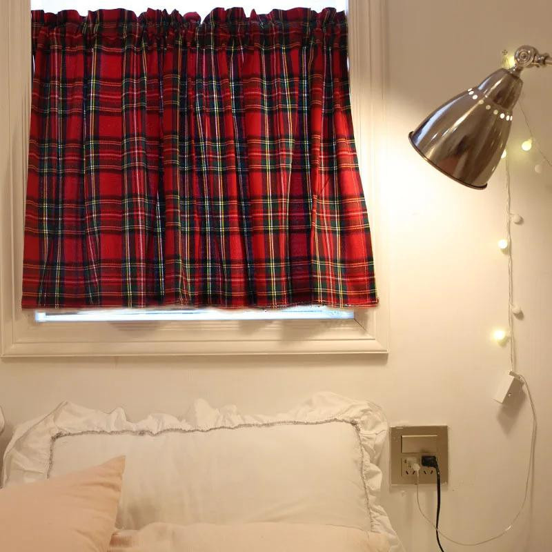 Wucifang Jewelry Buffalo Check Karo Vorhang Rot Schwarz Transparentes Voile für Küche und Wohnzimmer B: 145 cm, H: 210 cm - Bild 2