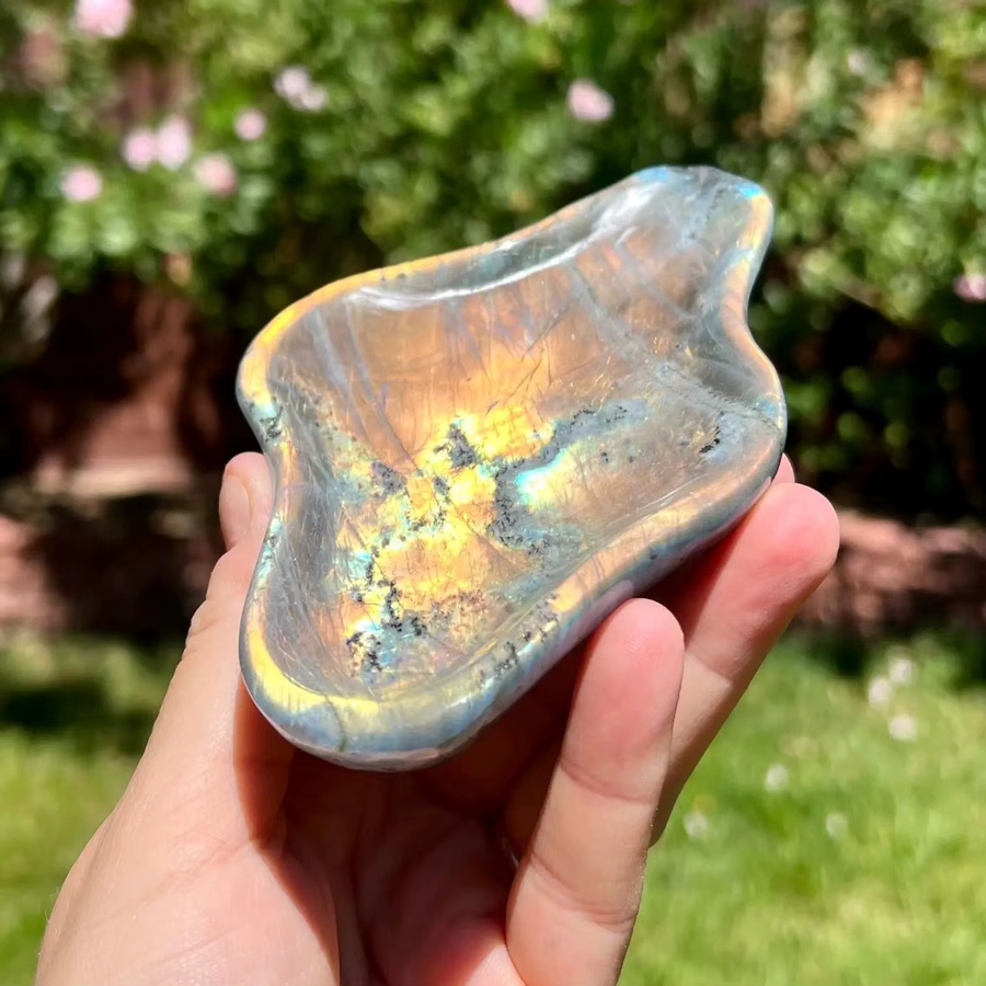 CrystalHola Labradorit Wolkenschale handgeschnitzter Quarzkristall in Mehrfarbig als natürliche Mineralprobe zur Dekoration - Bild 2