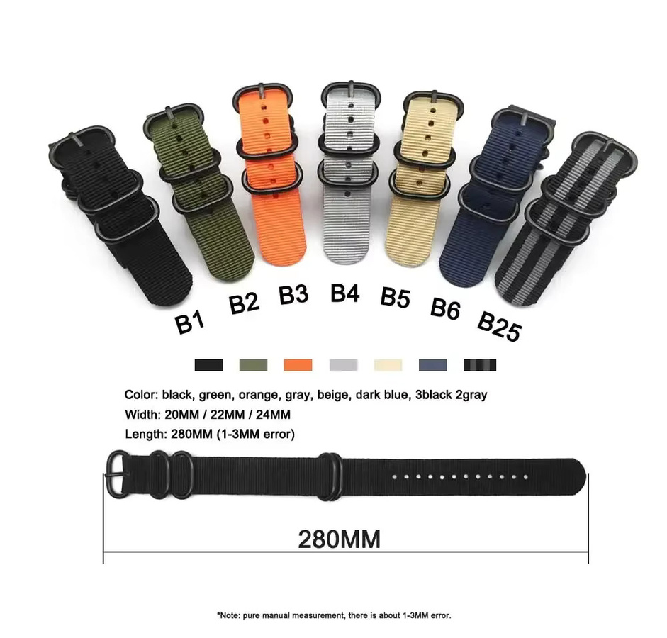 MULILAI Uhrenarmband Nylon, Schwarz, Unisex - Bild 2