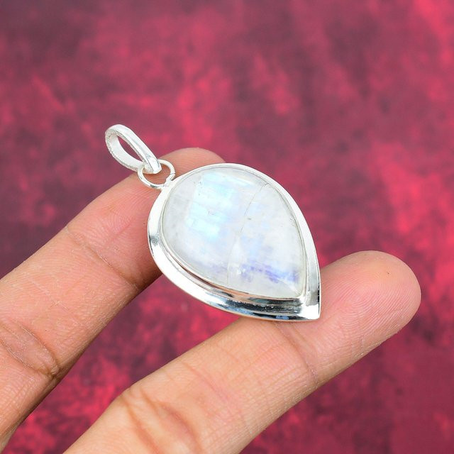 Anayka Anhänger Regenbogen Mondstein, 925 Sterling Silber, Unisex, 2.24 inches - Bild 1