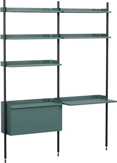 HAY Pier System 12 Regal mit Schreibtisch und zwei Regalböden in Blau aus Aluminium und Stahl - Bild 1