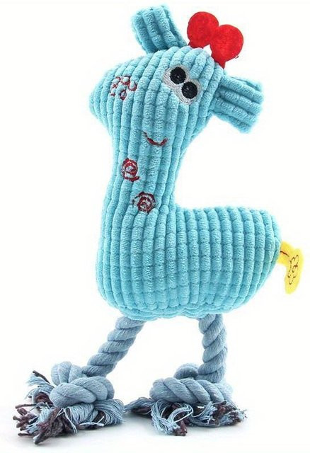 LChome Plüsch-Giraffe-Seil-Haustier, Quietschspielzeug, blau - Bild 1