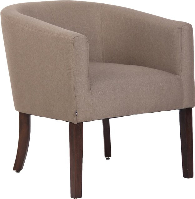 CLP Loungesessel Nemea in Beige mit Stoffbezug und Gestell aus Kautschukholz - Bild 1