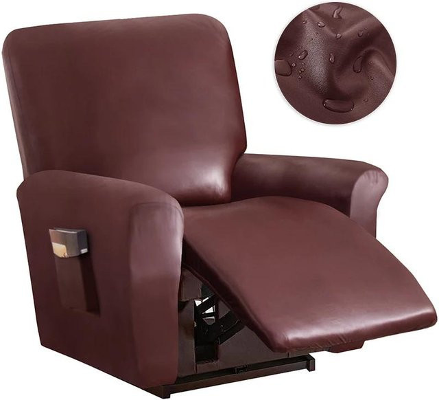 Wasserdichter Liegestuhlbezug aus PU-Leder von Yiran bag in Braun, elastischer Sesselbezug für Relax-Sessel und Einzelsofas - Bild 1