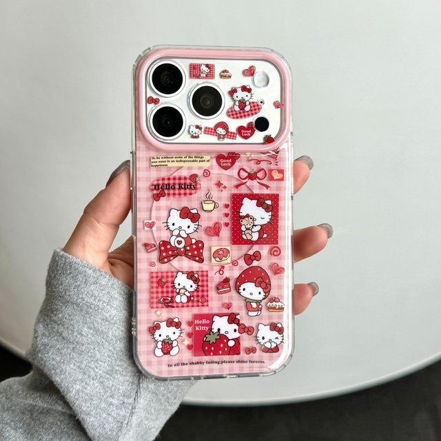 Sanrio Erdbeer Handyhülle mit magnetischem Saugnapf und Vollbild-Schutz für iPhone 17 Pro, 16 Pro, 15 und 14 Pro Max in Multicolour - Bild 1
