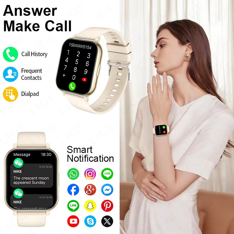 LIGE Smartwatch mit 1,83 Zoll HD-Display für Damen und Herren mit Gesundheitsüberwachung, Bluetooth-Anruf und wasserdichtem Gehäuse für Android und iOS - Bild 3