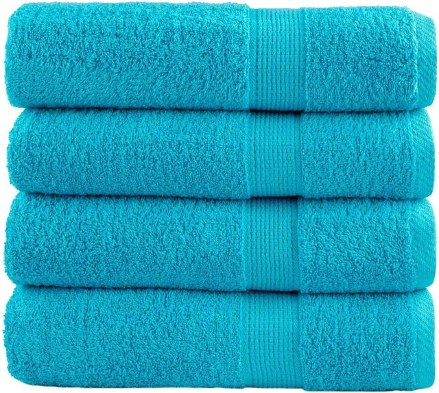 vidaXL Premium-Handtücher SOLUND, 4er-Set, Türkis, Baumwolle, 600 g/m², Breite: 50 cm, Länge: 100 cm - Bild 1