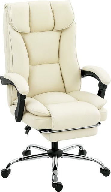 Ergonomischer HOMCOM Bürostuhl aus Kunstleder in Beige mit verstellbarer Rückenlehne und Fußstütze - Bild 1