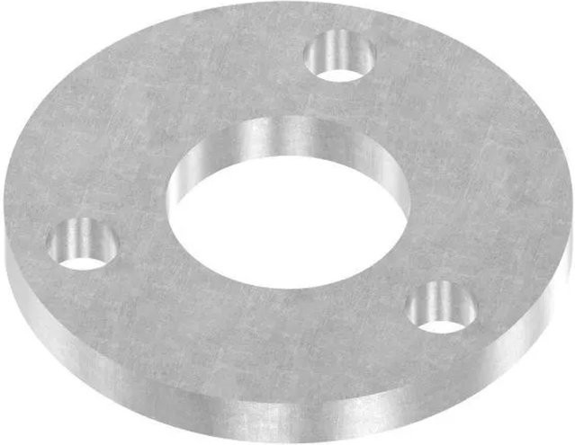 FeNau Ankerplatte aus Stahl in Silber, Durchmesser: 100 mm, Dicke: 10 mm, Mittelbohrung: 43 mm, 3 Bohrungen: 13 mm - Bild 1
