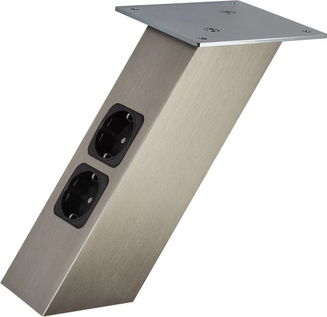 SO-TECH Barkonsole Schräg mit Steckdosen in Edelstahloptik, Silber, B/T/H: 12,0 x 12,0 x 21,0 cm - Bild 1