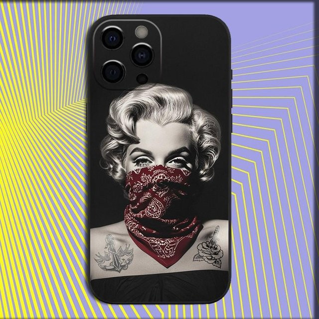 Marilyn Monroe Handyhülle für iPhone 11 bis iPhone 16 Pro Max, weiche Abdeckung in Schwarz - Bild 1