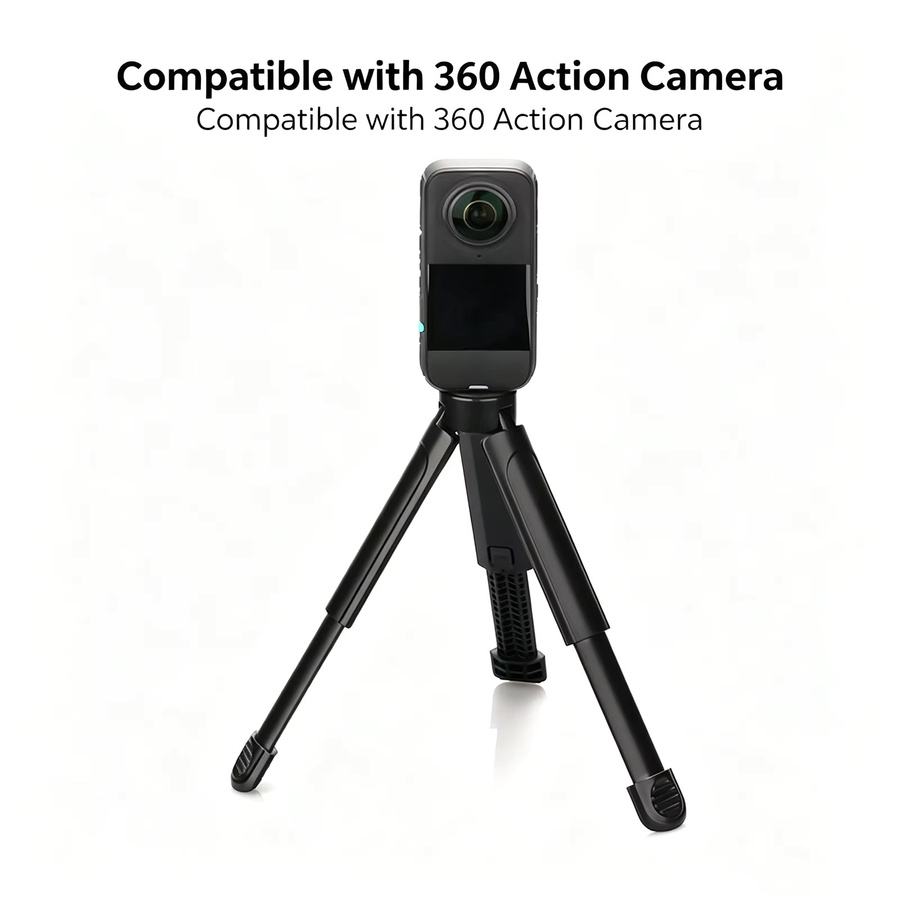 BMUUPY Ausziehbarer Mini-Stativ in Schwarz mit 1/4-Zoll-Schraubhalterung für DJI Osmo, GoPro, Insta360, Smartphone und Desktop-Einsatz für Vlog und Live-Streaming - Bild 2