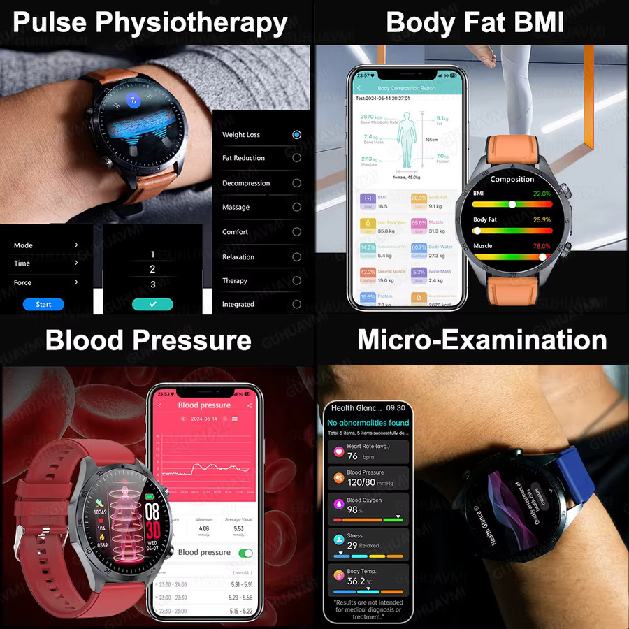 GUHUAVMI Gesundheits-Smartwatch mit EKG, PPG, Bluetooth-Anruf und Schlafanalyse in Schwarz oder Blau - Bild 4