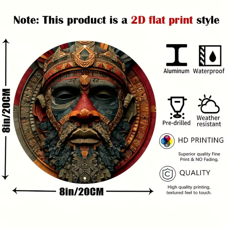 CIFBUY Tibetische afrikanische Maske aus Metall in Multicolour, B/H: 20,3 x 20,3 cm - Bild 4