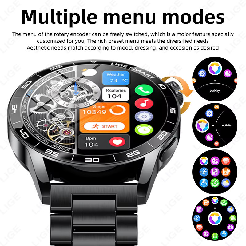 LIGE Smartwatch für Herren und Damen mit Bluetooth-Anruffunktion, Herzfrequenzmesser und IP68 wasserdicht, in Schwarz oder Gold - Bild 5