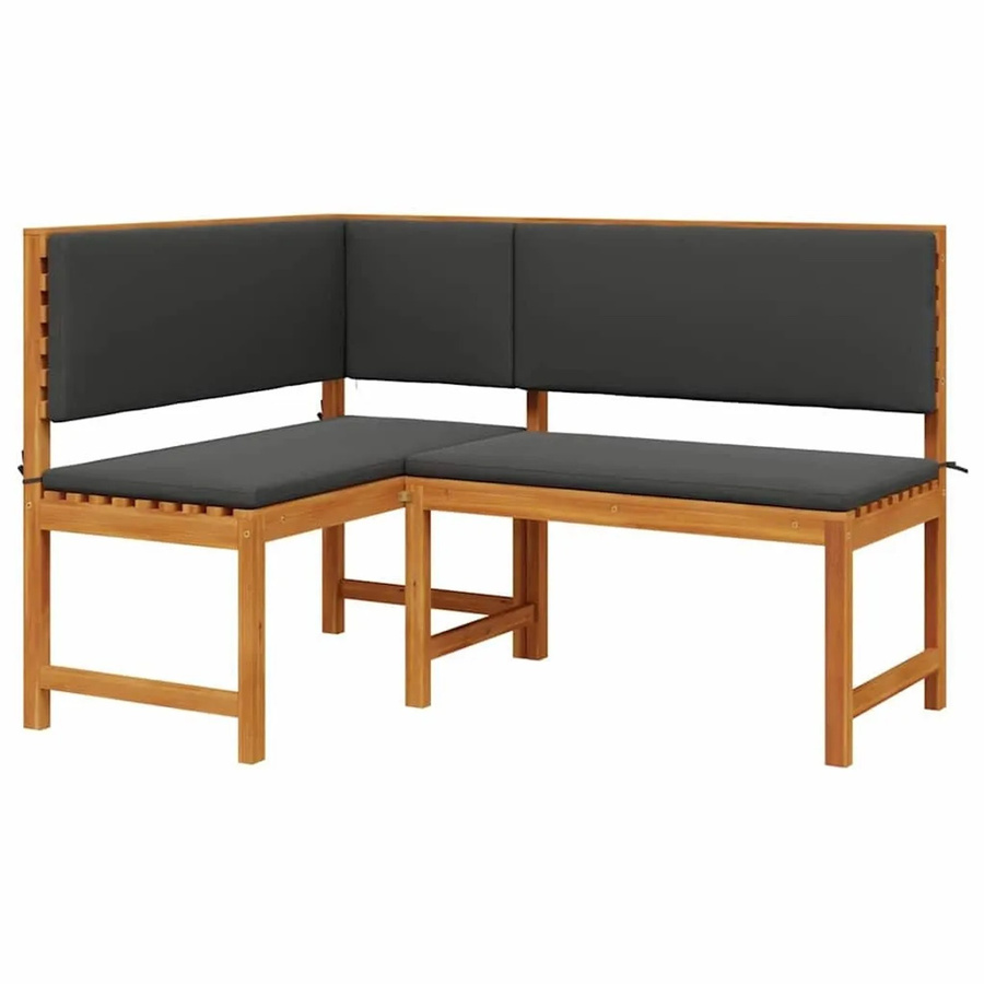 vidaXL Gartenstuhl aus Massivholz Akazie mit Kissen, Braun, B/T/H: 140 x 100 x 91 cm - Bild 2