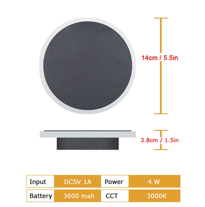 Litu LED-Wandleuchte mit Touch-Schalter und Akku, warmweißes Licht, Schwarz - Bild 6