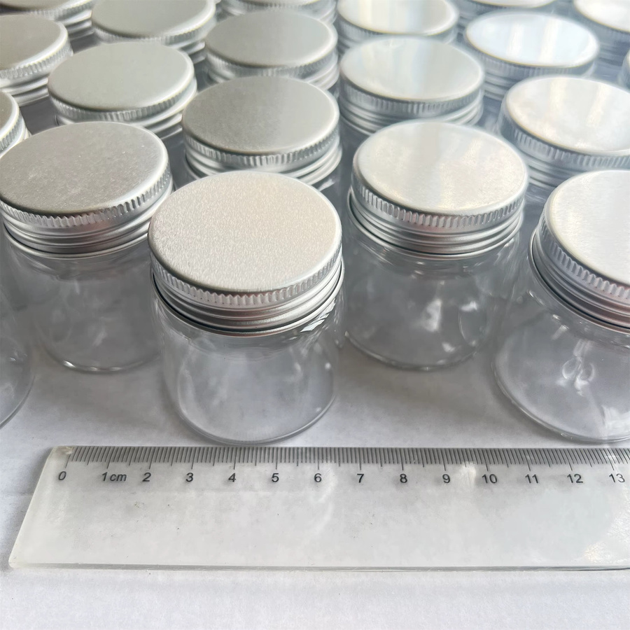 LYGIL Kleine Glasflaschen mit silbernen Schraubverschlüssen, transparent, 50 ml, H x B x T: 50 x 33 x 47 mm - Bild 2