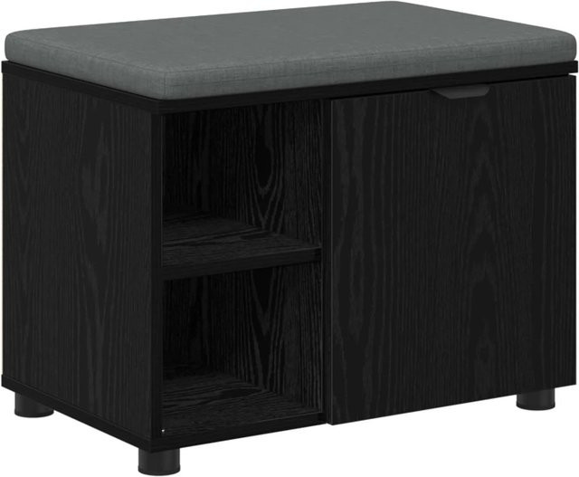vidaXL Flurbank mit Kissen und Schuhregal in Schwarzer Eiche, B/T/H: 60 x 38 x 46 cm - Bild 1