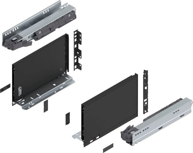 Blum Legrabox Pure Set Unterbau Schublade mit Blumotion Soft-Close, Nennlänge: 270 mm, Tragkraft: 40 kg, Farbe: Carbonschwarz Matt - Bild 1