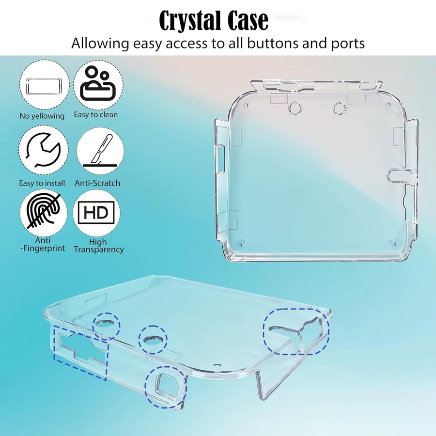 TECTINTER Schutzhülle aus Kristallglas für Nintendo 2DS in Transparent inklusive Displayschutzfolie für den oberen und unteren LCD-HD-Bildschirm - Bild 2