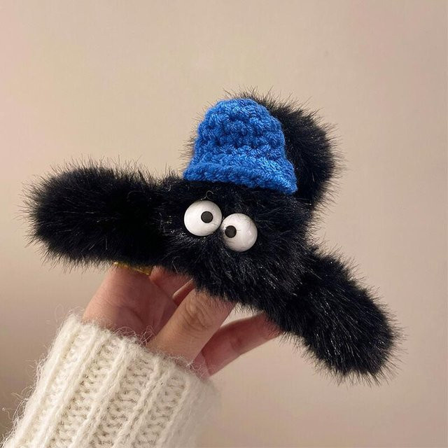 YULIN Haarspange, Pelzball, schwarz, Damen - Bild 1