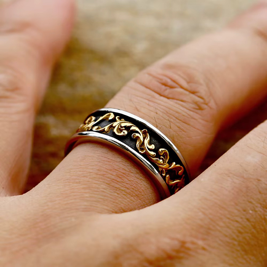 Ring Spindrift Muster, Edelstahl, Bicolor, Unisex - Bild 2