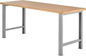 Modulare Werkbank Schäfer Shop Select Grundeinheit mit Buche Multiplexplatte in Weißaluminium, Belastbarkeit bis 500 kg, B: 200 cm, T: 70 cm, H: 84 cm - Bild 1