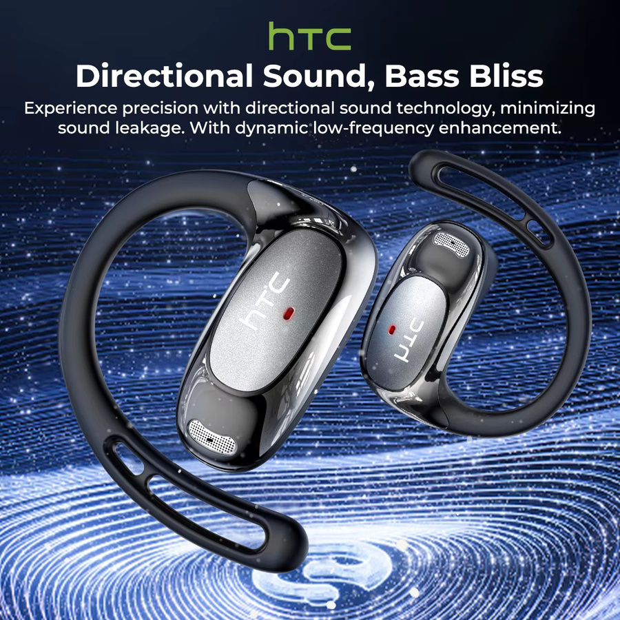 HTC NE35 Kabellose Bluetooth-Kopfhörer mit KI-Sprachübersetzung, OWS Niedriglatenz-In-Ear-Sportkopfhörer mit Mikrofon in Schwarz und Grau - Bild 4