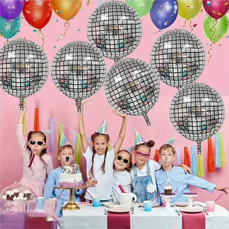 6 Stück Potdemiel Disco-Kugel Folienballons in Silber, 22 Zoll 4D Metallische Ballons für Geburtstag und Hochzeit - Bild 1