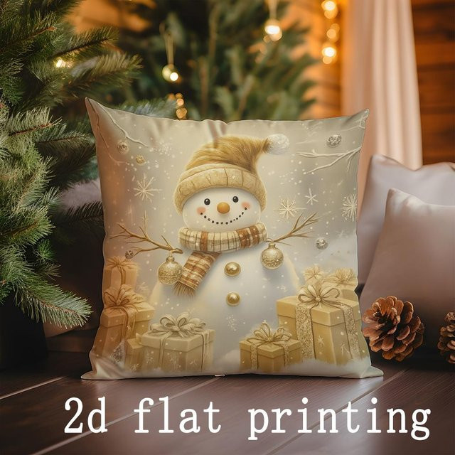 Weihnachtlicher Kissenbezug mit festlichem Design für Sofa und Schlafzimmer, Peach Skin Material, B/B/H: 18 x 18 x 18 cm - Bild 1