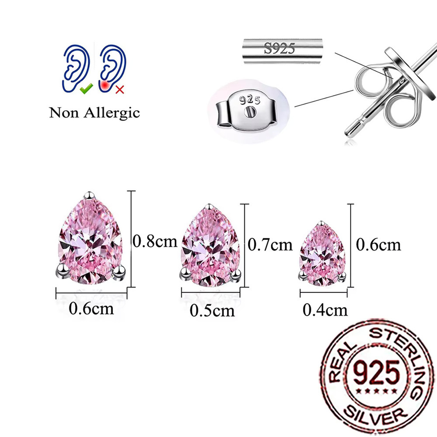 CWWZircons Ohrstecker, 925 Silber, Zirkonia, Damen - Bild 3