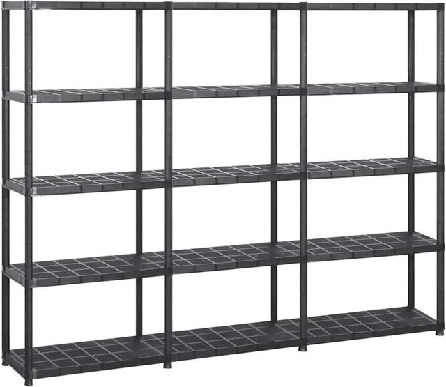 vidaXL Lagerregal mit 5 Böden aus Kunststoff in Schwarz, H x B x T: 170 x 213 x 38 cm - Bild 1