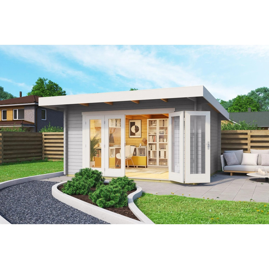 Lasita Maja Gartenhaus Sussex Flachdach Lichtgrau B/H/T: 450 x 239,4 x 410 cm - Bild 2