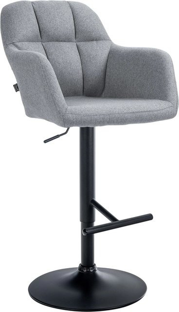 DELUKE Barhocker TUBEL höhenverstellbarer Barstuhl aus Stoff in Grau und Schwarz mit Lehne und 360 Grad Drehbarkeit, B/T/H: 57 x 59 x 97 cm - Bild 1