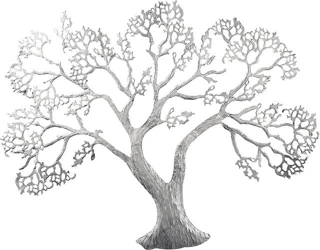 Gilde Wandrelief Baum in Silber, modernes Metall-Wandrelief mit Naturmotiv, Breite: 62 cm, Höhe: 78 cm - Bild 1