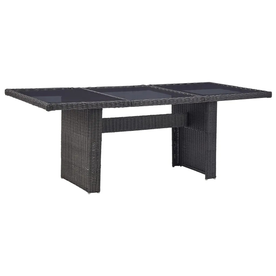 vidaXL Garten-Esstisch aus Glas und PE-Rattan in Schwarz B/T/H: 200 x 100 x 74 cm - Bild 2