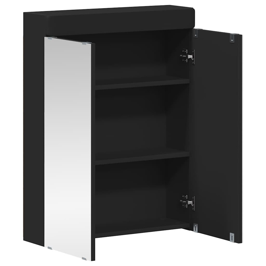 vidaXL Badezimmerspiegelschrank TULUM in Schwarz, modern und wandmontiert, B: 60 cm, T: 16,5 cm, H: 78 cm - Bild 7
